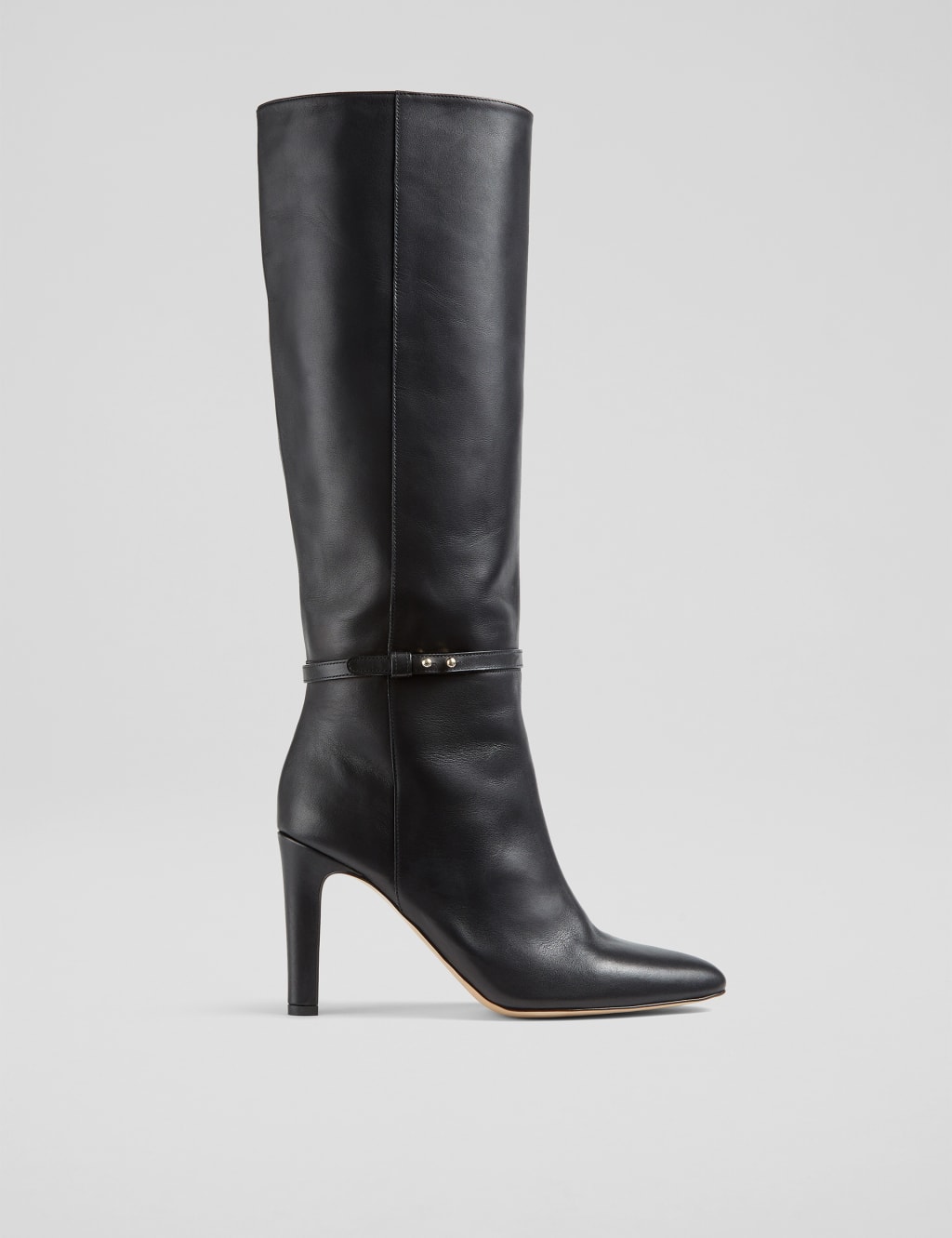 Leather Stiletto Heel Knee High Boots