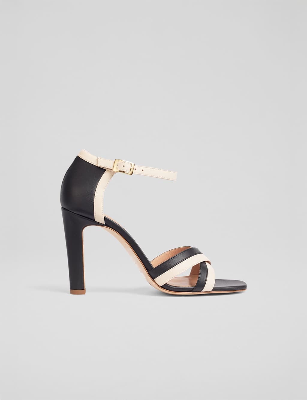 Leather Colour Block Stiletto Heel Sandals