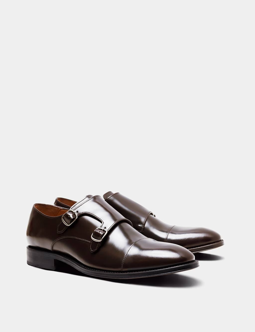 Hawes & Curtis Men's Leather Double Monk Strap Shoes - 9½ - Brown - Available at M&S