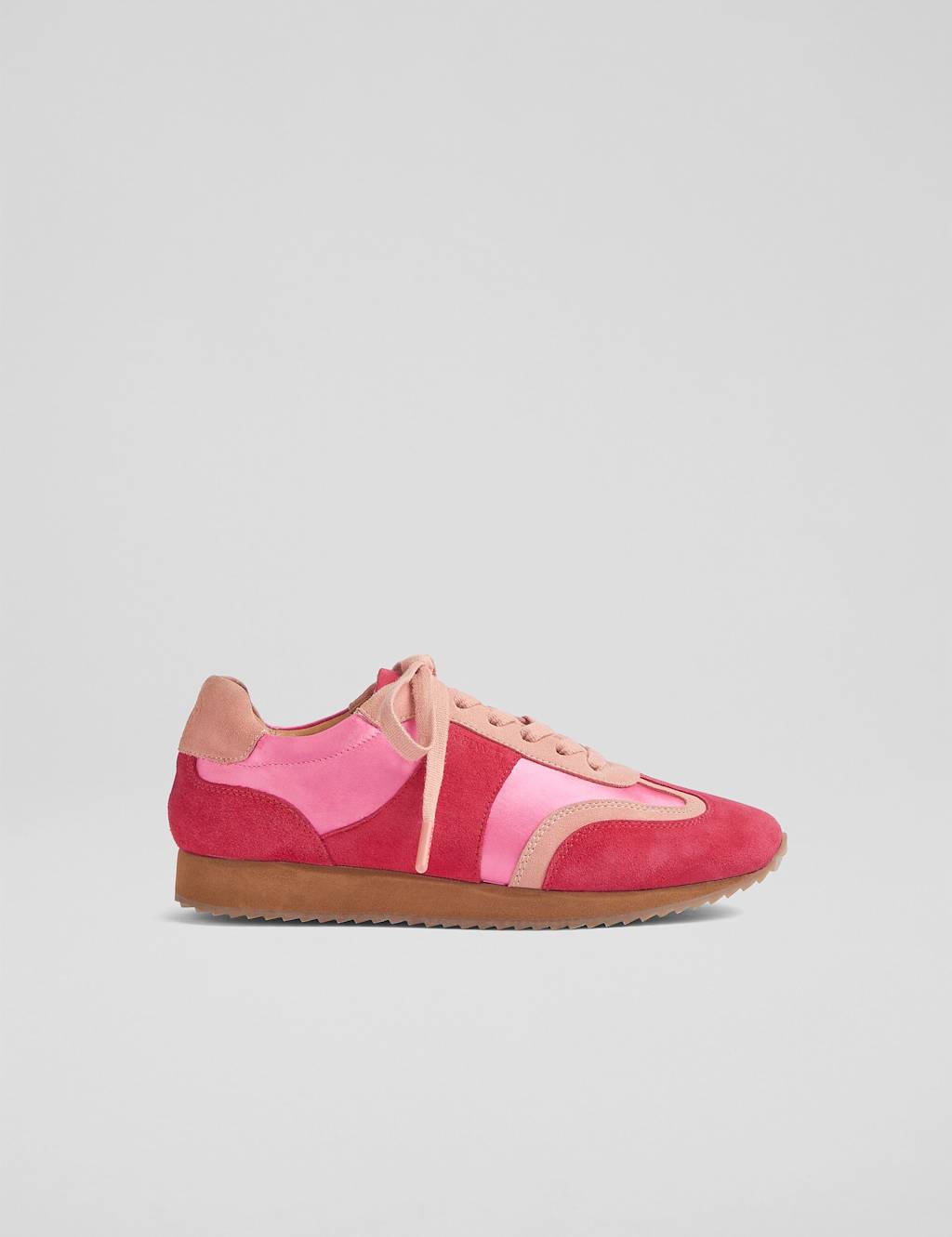 Leather Lace-Up Suede Panel Trainers