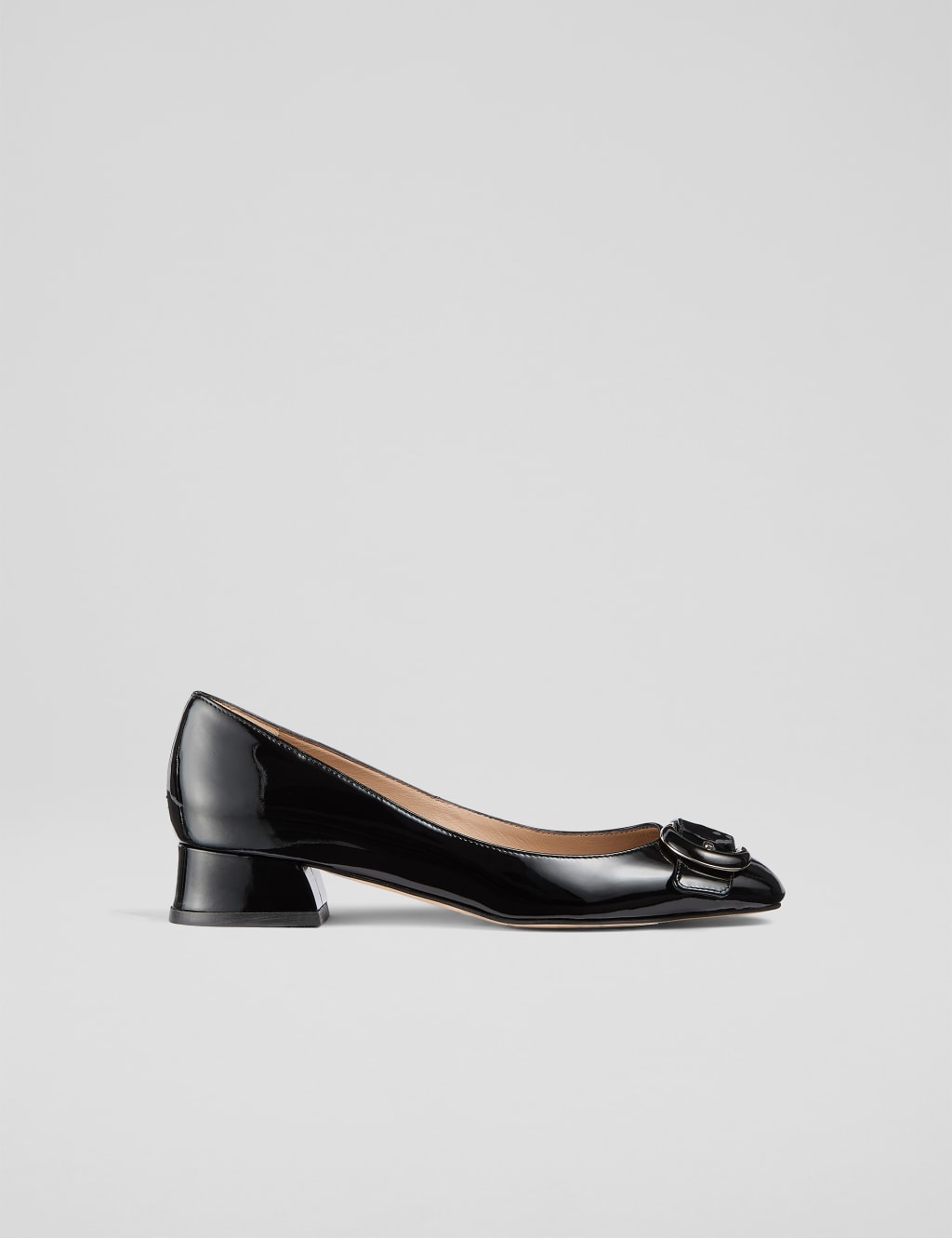 Leather Buckle Block Heel Pumps