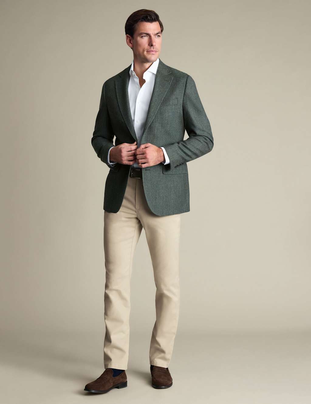 Charles Tyrwhitt Men's Slim Fit Pure Wool Tweed Suit Jacket - 44 - Dark Green Mix - Available at M&S