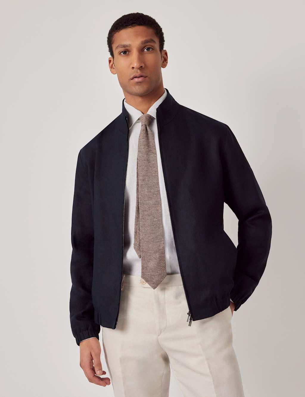 Pure Linen Bomber Jacket