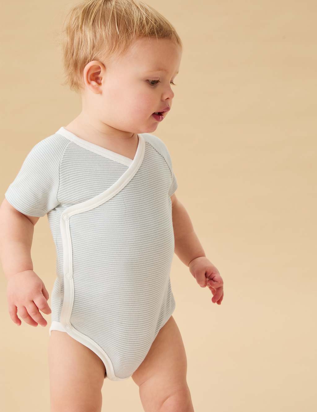 Cotton Blend Striped Wrap Bodysuit (7lbs-18 Mths)