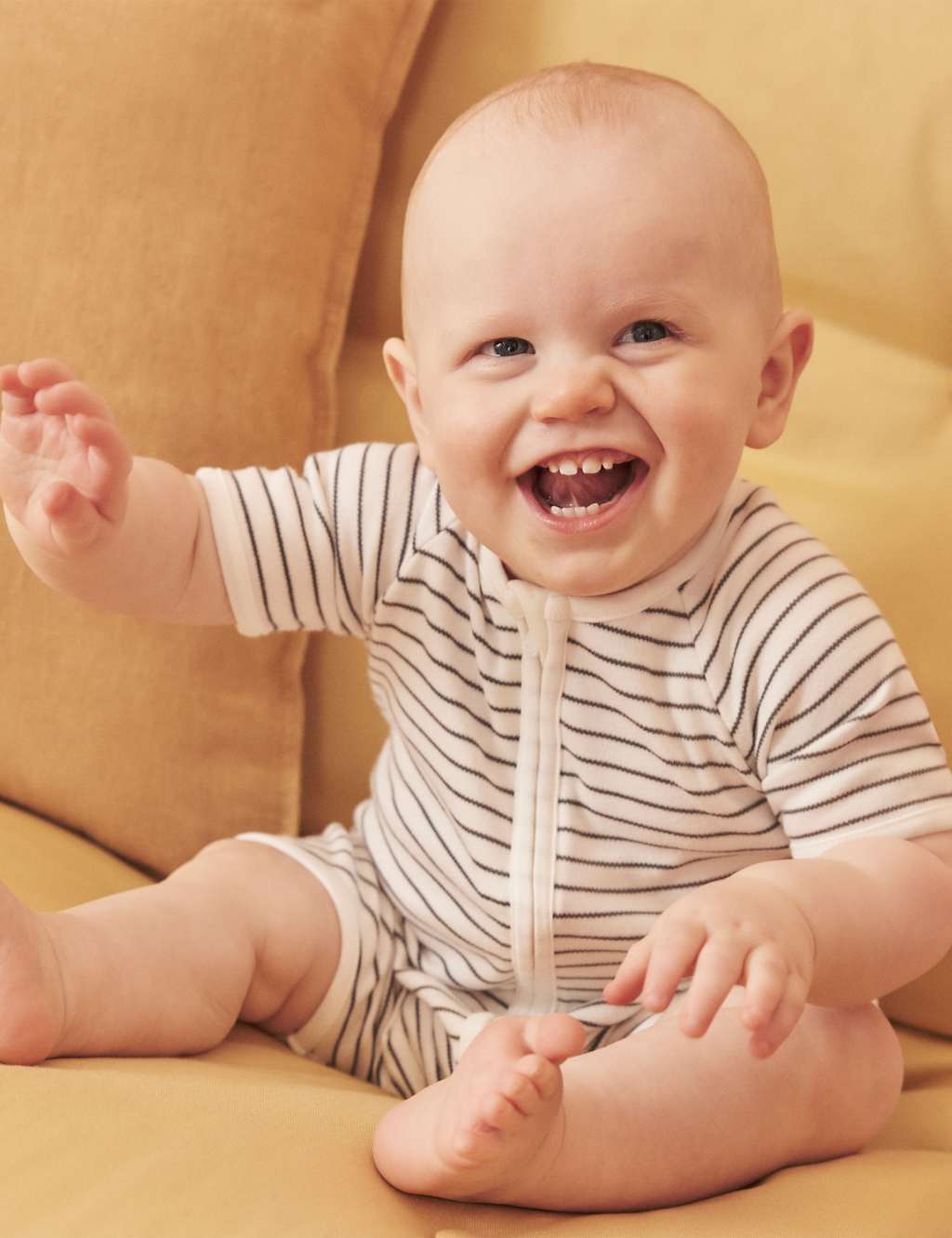 Cotton Blend Striped Zip Sleepsuit (0-24 Mths)