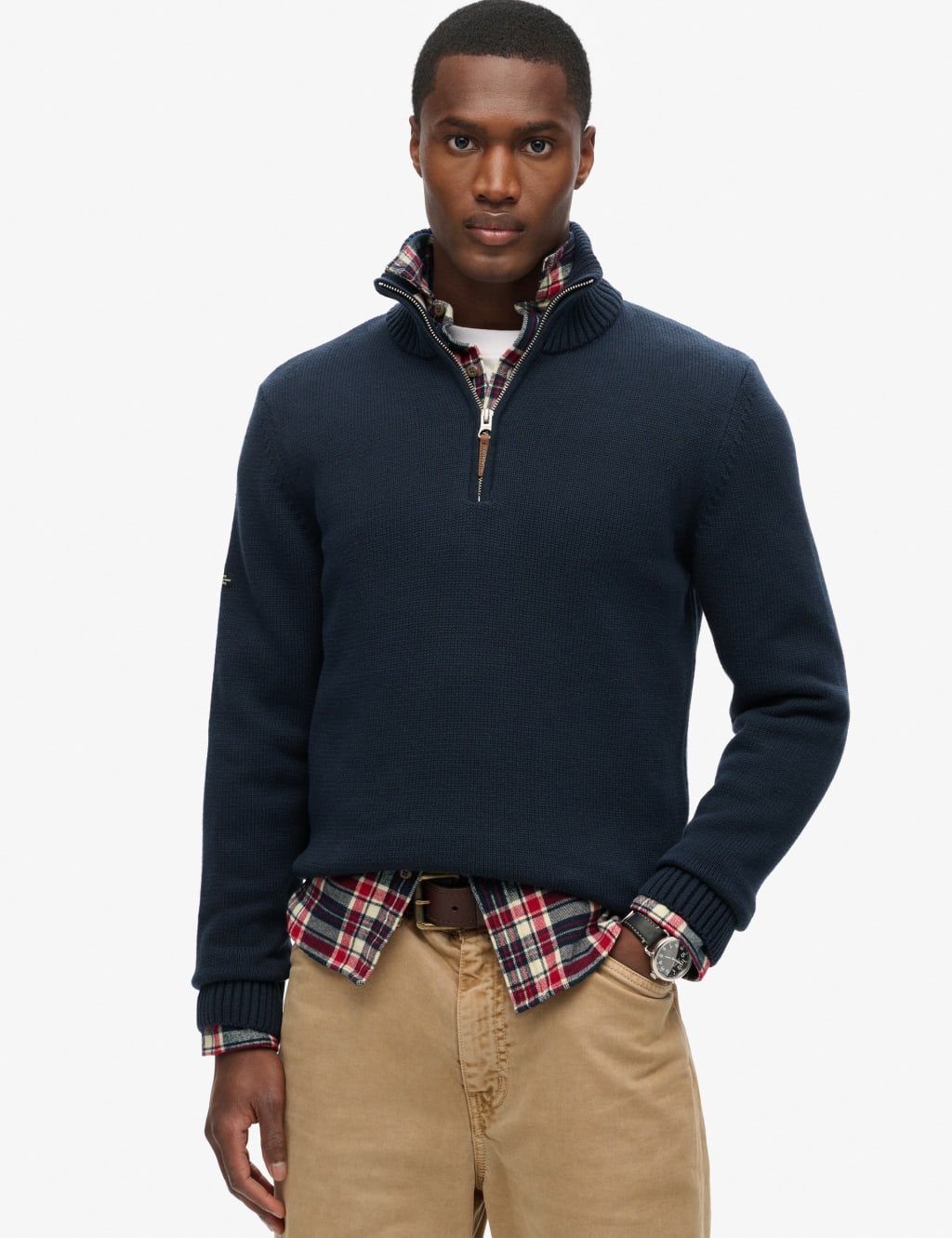 Pure Cotton Knitted Henley Jumper
