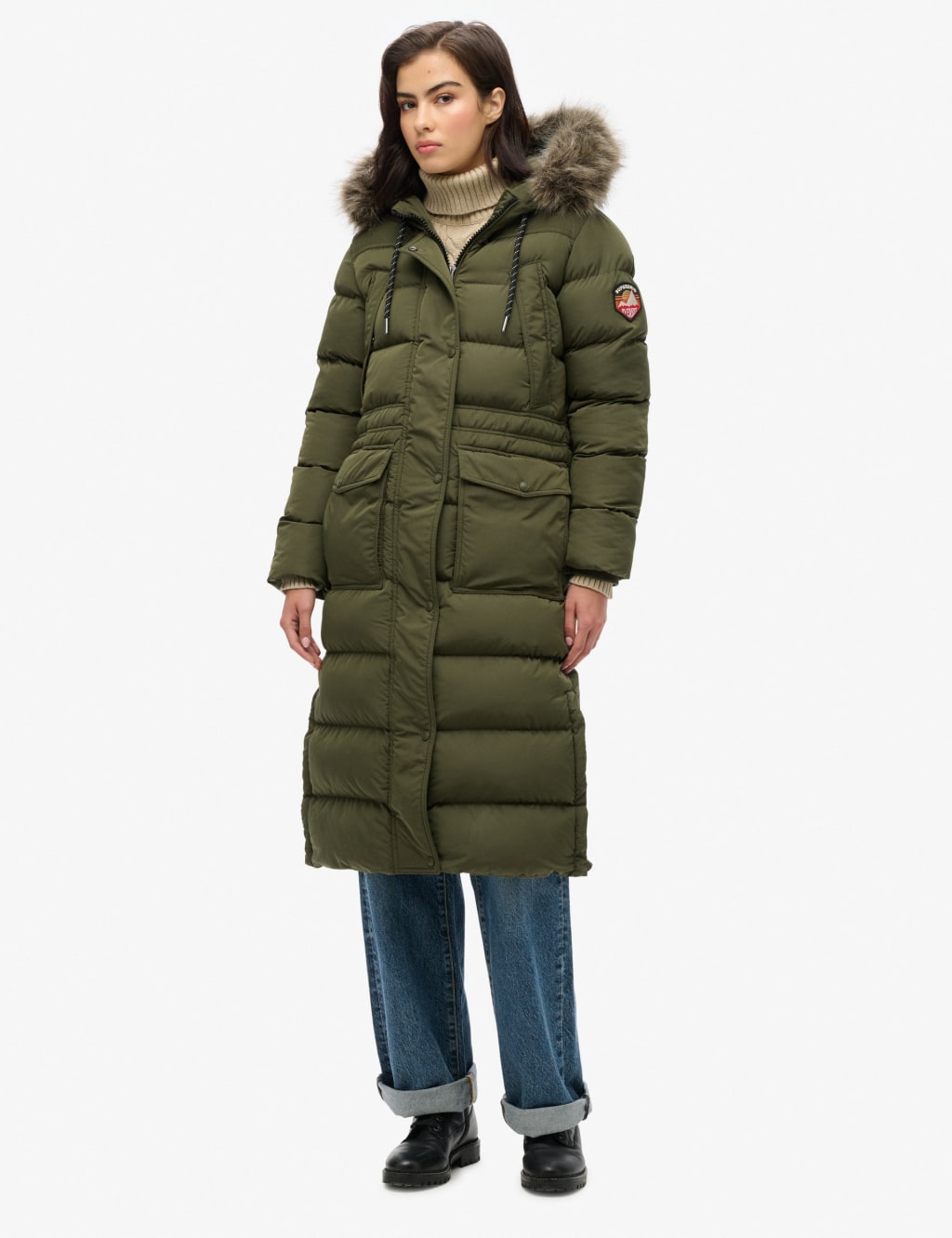 Faux Fur Hooded Longline Coat