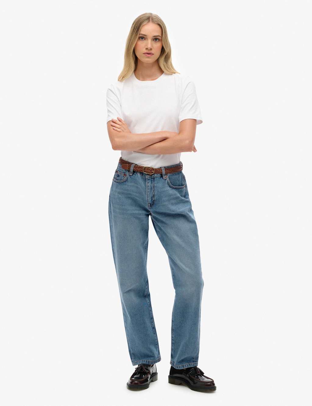 Superdry & Co Women's Mid Rise Straight Leg Jeans - 26/30in - Blue - Available at M&S