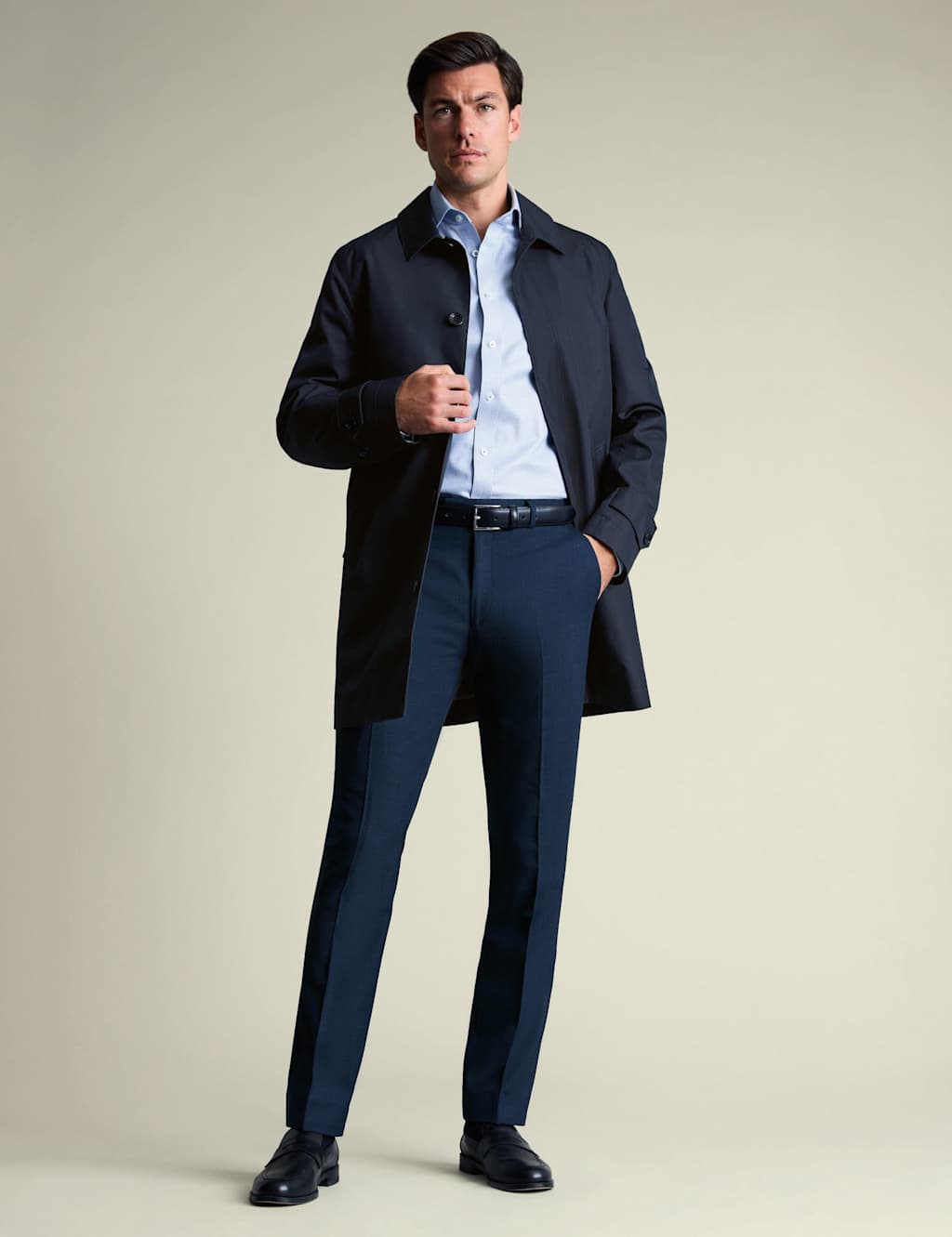 Charles Tyrwhitt Men's Cotton Rich Showerproof Raincoat - 36 - Navy - Available at M&S