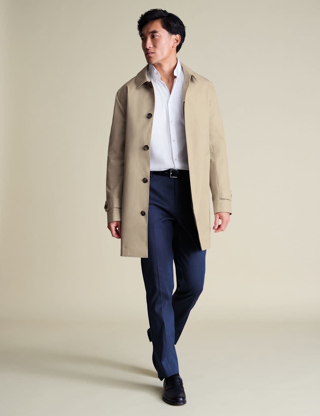 Charles Tyrwhitt Men's Cotton Rich Showerproof Raincoat - 40 - Stone - Available at M&S