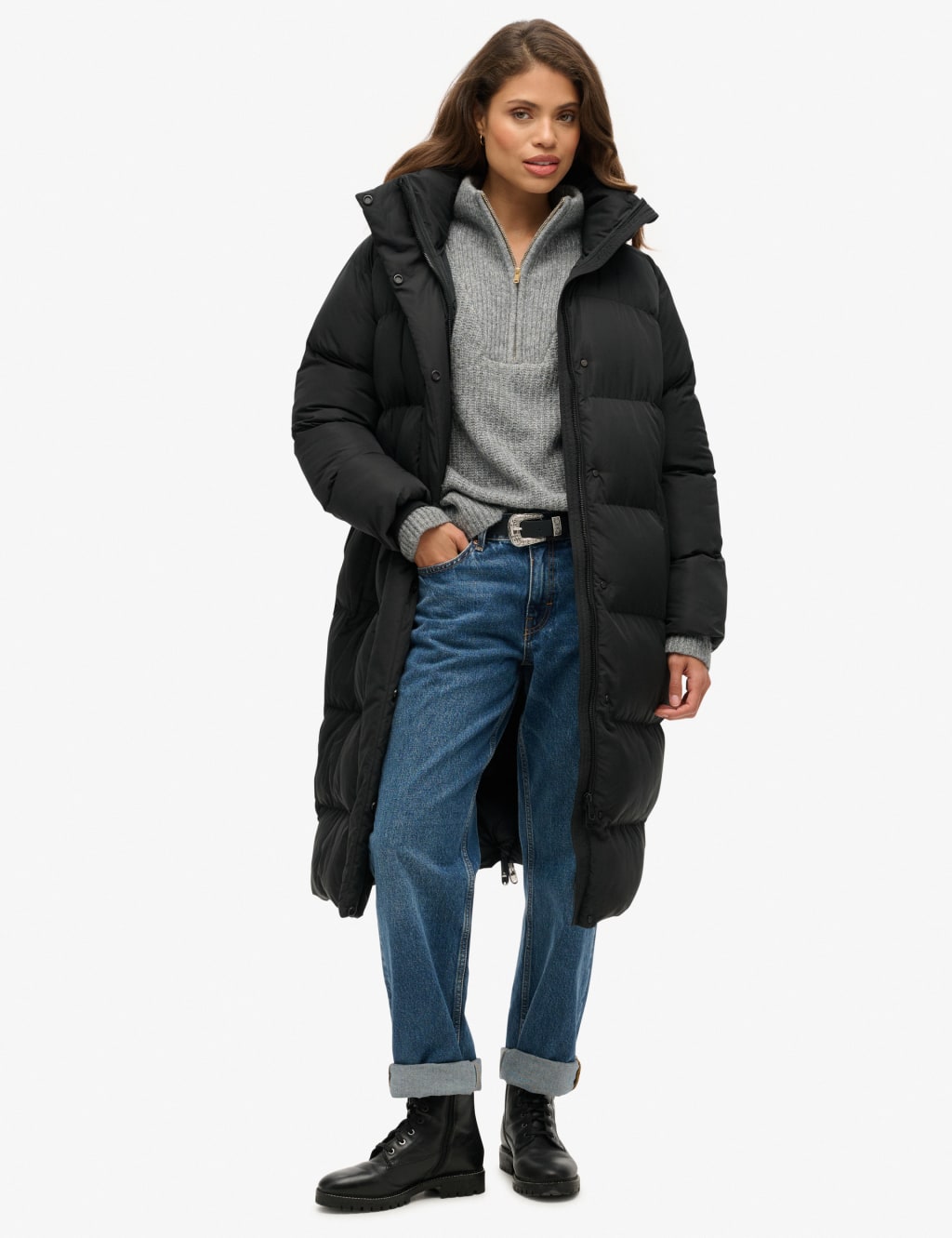 Padded Hooded Oversized Longline Puffer Jacket