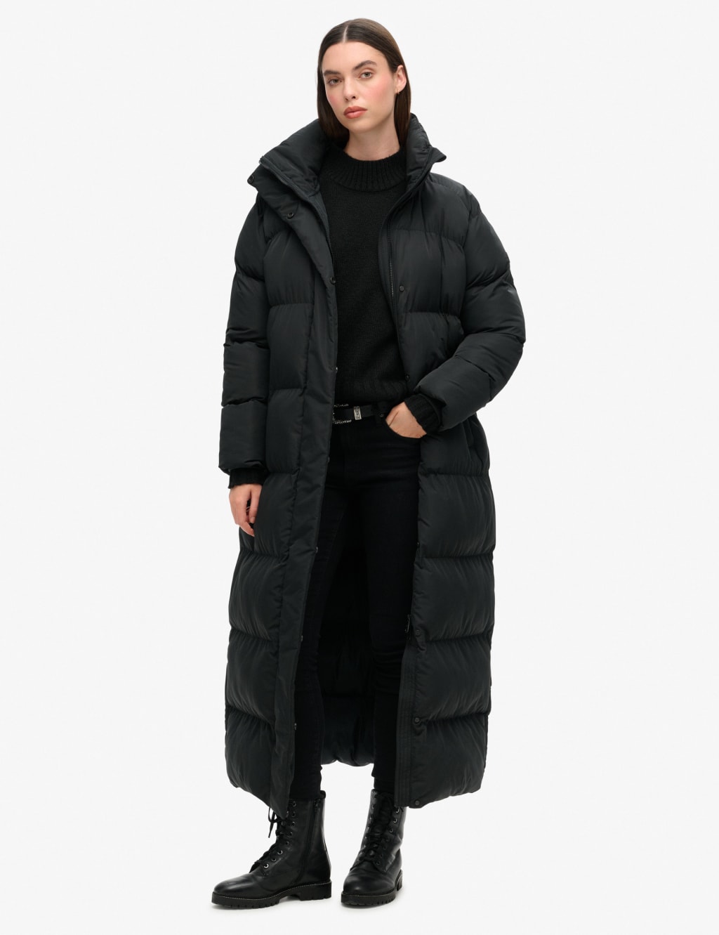 High Neck Longline Puffer Jacket