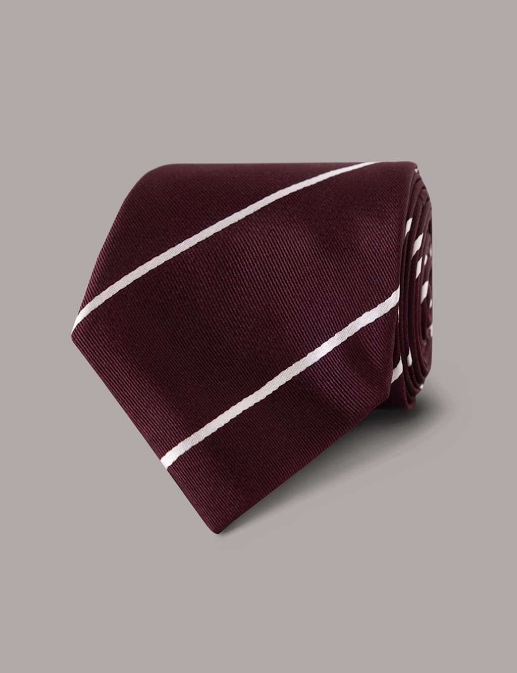 Hawes & Curtis Striped Pure Silk Tie Burgundy Mix