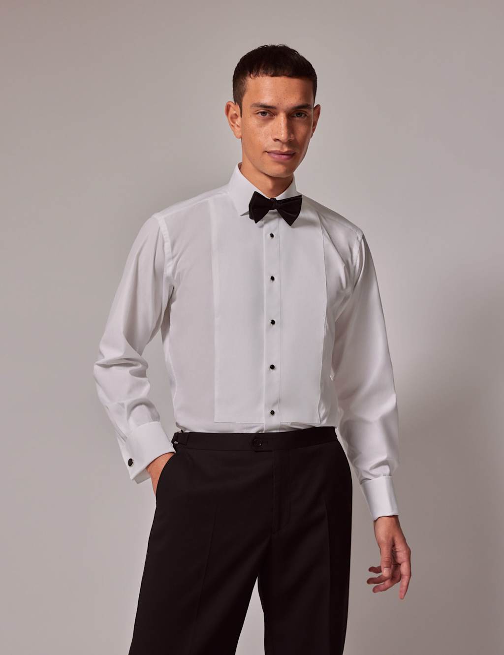 Hawes & Curtis Men's Slim Fit Pure Cotton Textured Dress Shirt - 15½/34in - White - Available at M&S