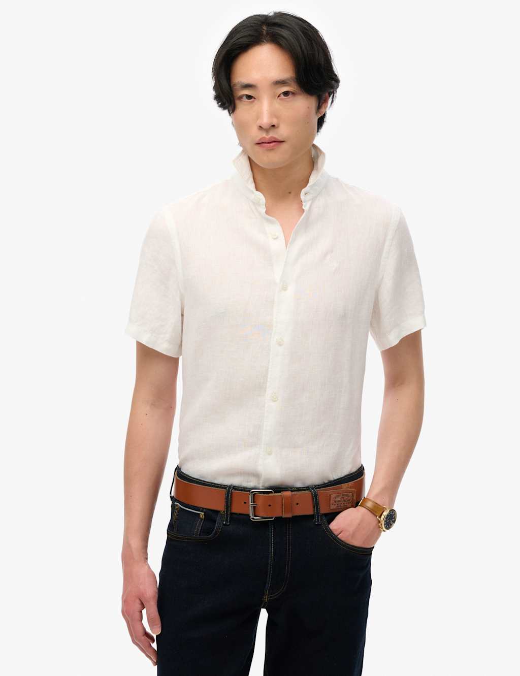 Relaxed Fit Pure Linen Embroidered Shirt