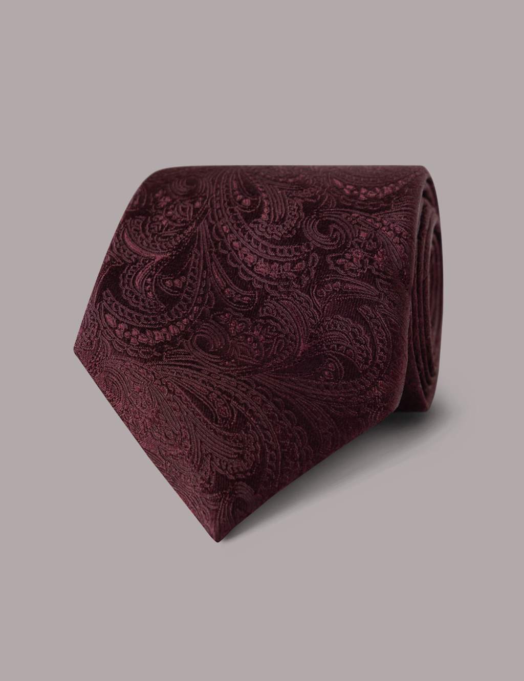 Hawes & Curtis Men's Pure Silk Paisley Tie - Burgundy - Available at M&S
