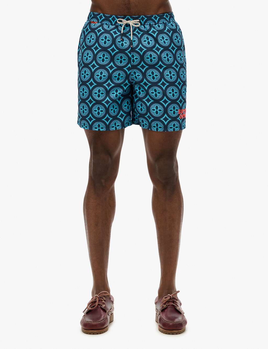 Pocketed Tile Print Swim Shorts