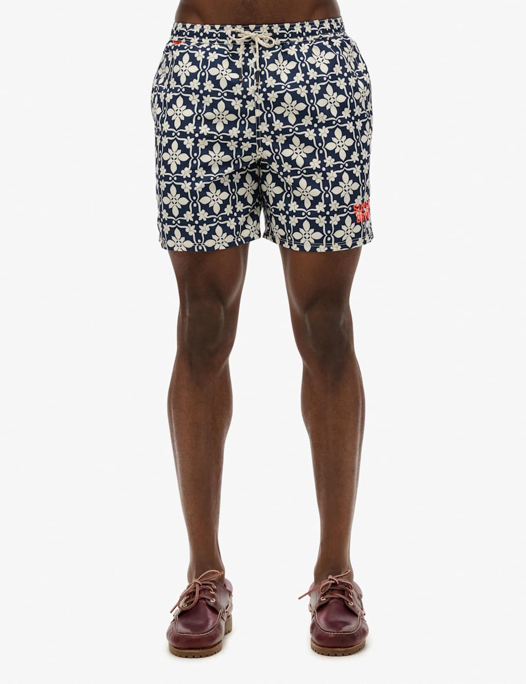 Pocketed Tile Print Swim Shorts
