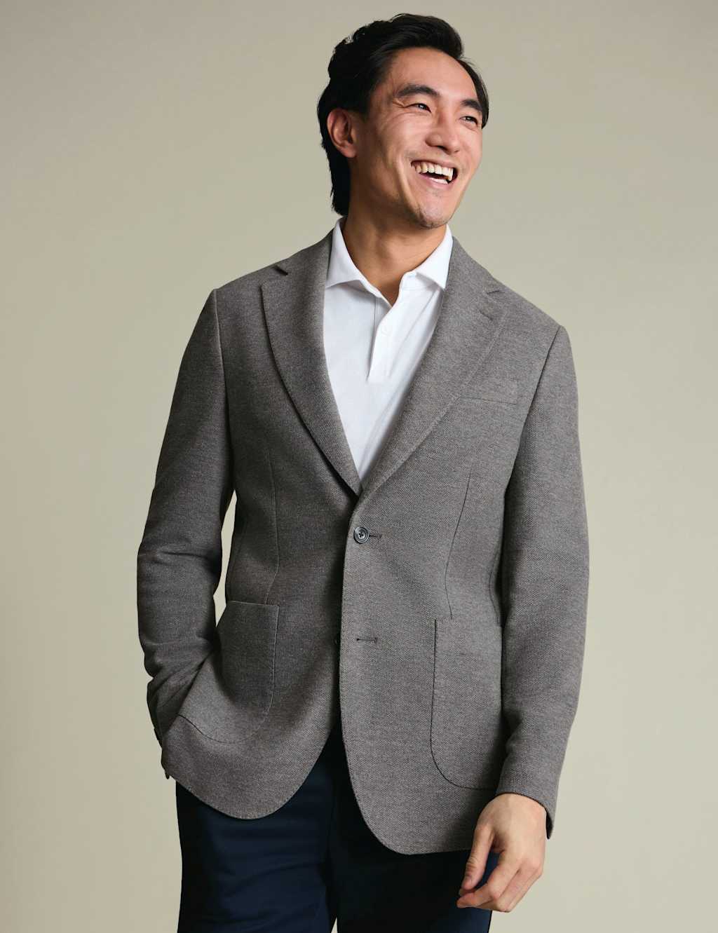 Charles Tyrwhitt Men's Slim Fit Cotton Blend Jersey Jacket - 40 - Grey - Available at M&S