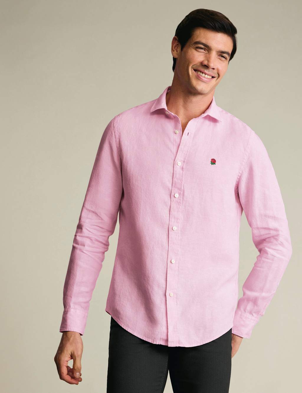 Charles Tyrwhitt Men's Slim Fit Pure Linen Shirt - S - Pink - Available at M&S