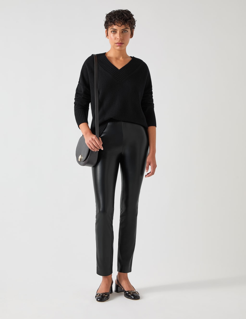 Leather Look Side Zip Skinny Trousers