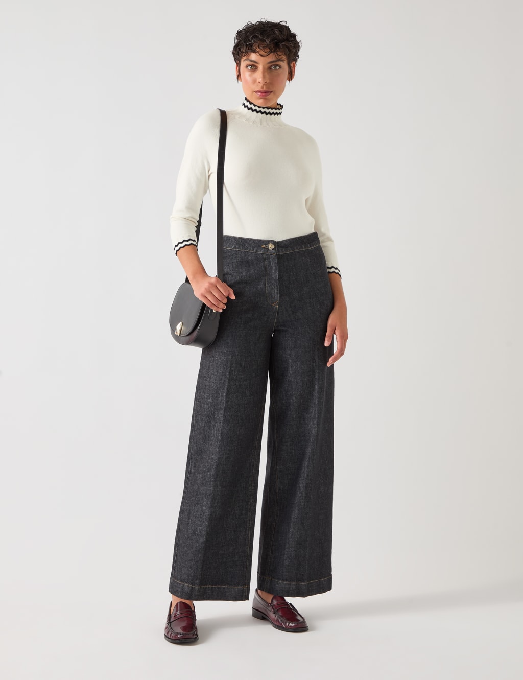 Lk Bennett Women's Cotton Rich Funnel Neck Zig Zag Jumper - Ivory Mix, Ivory Mix