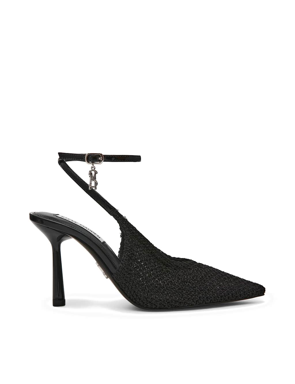 Steve Madden Ascension Ankle Strap Stiletto Heel Court Shoes Black
