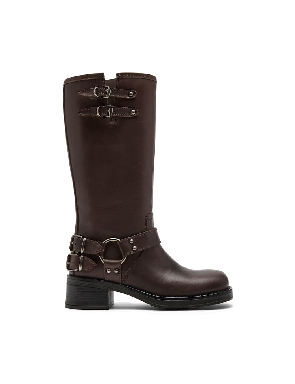 Steve Madden Women's Leather Block Heel Square Toe Boots - 4 - Brown - Available at M&S