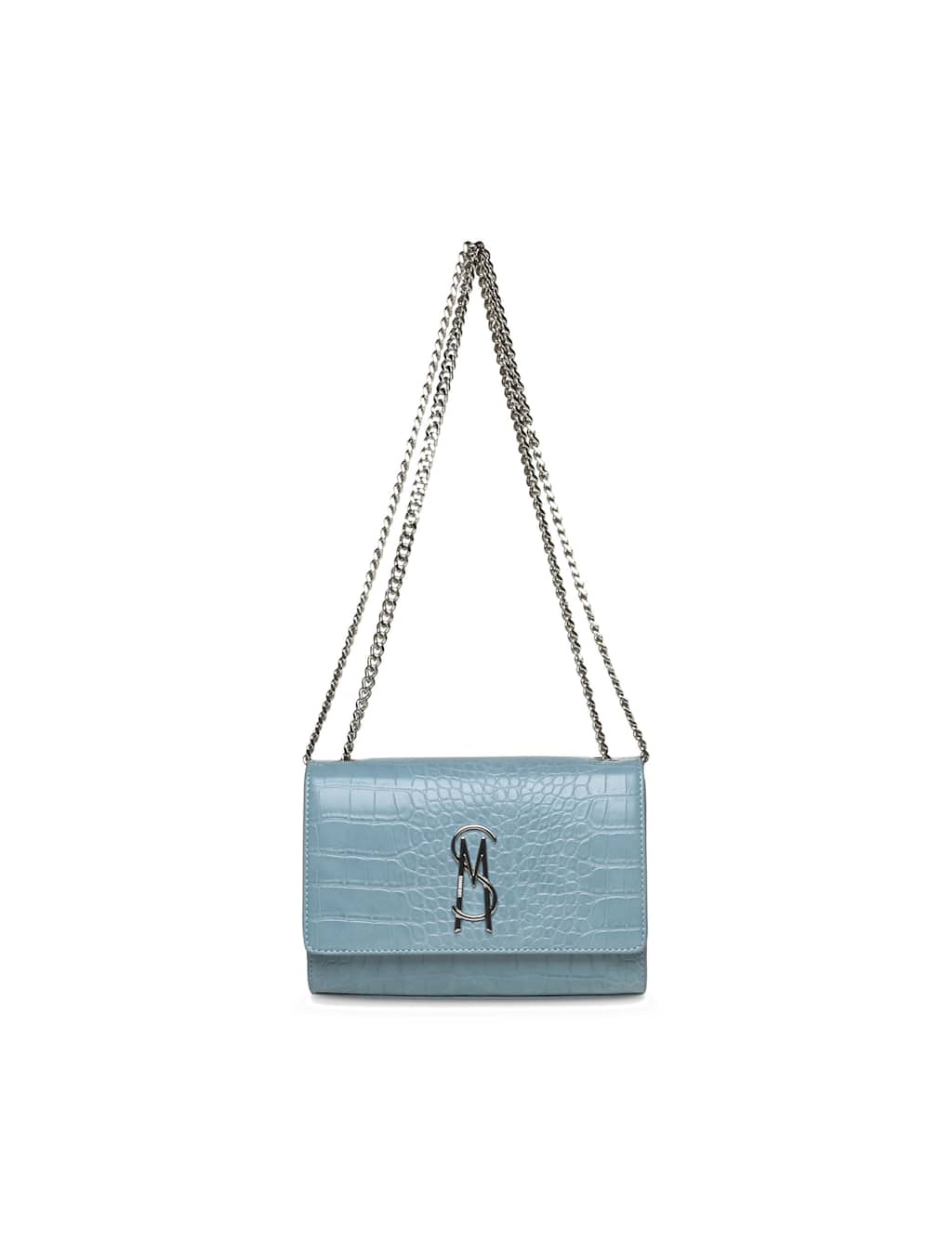 Steve Madden Women's Croc Effect Chain Strap Shoulder Bag - Blue - Available at M&S