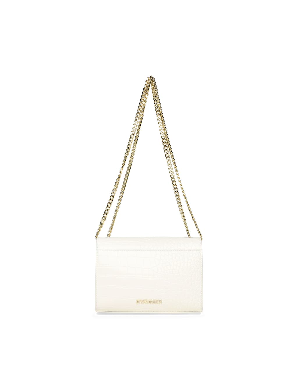 Steve Madden Women's Croc Effect Chain Strap Shoulder Bag - White - Available at M&S