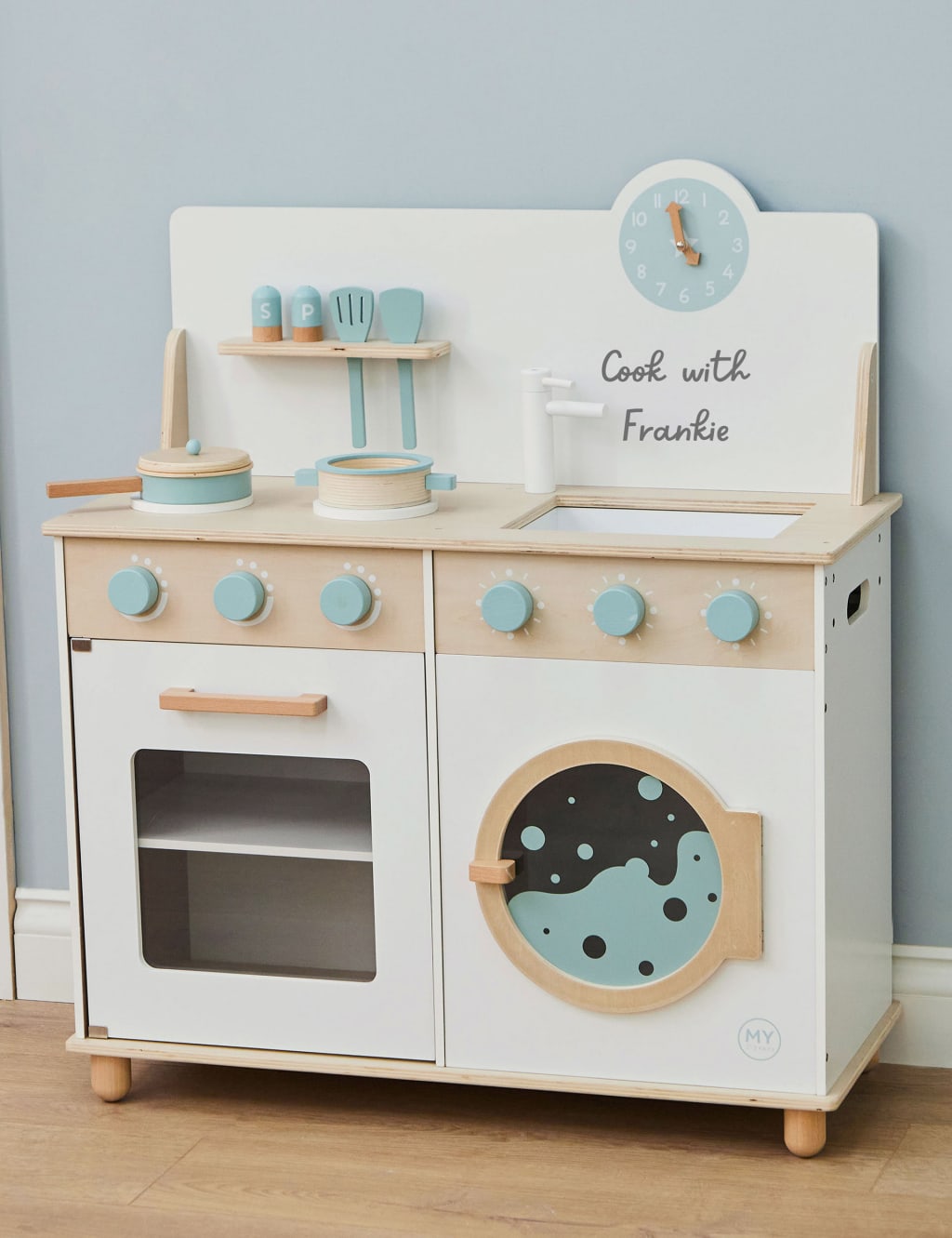 Personalised White Wooden Kitchen & Washing Machine Toy