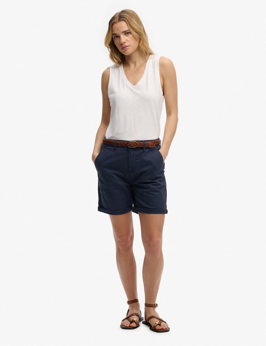 Superdry & Co Women's Cotton Rich Chino Shorts - 8 - Navy - Available at M&S