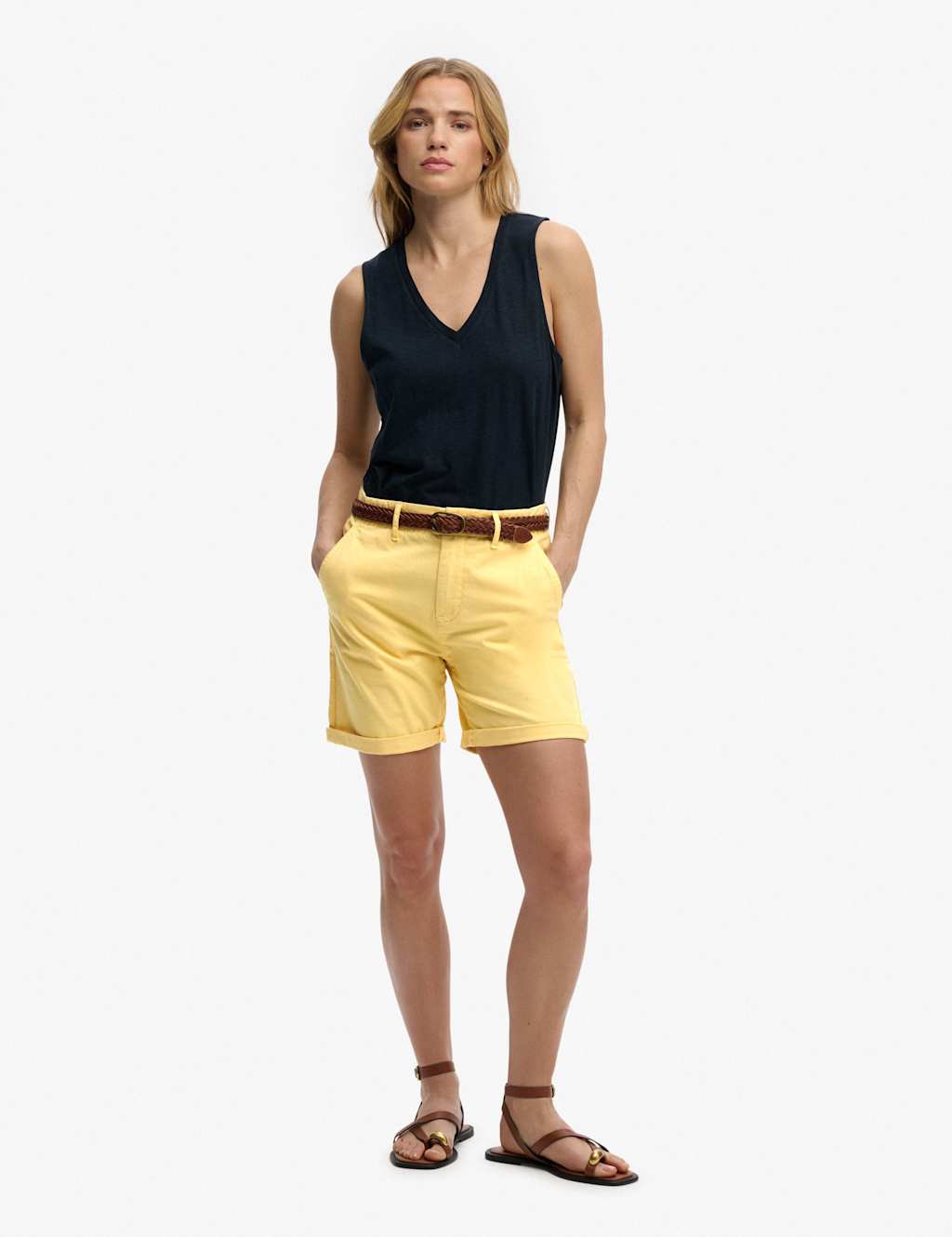 Superdry & Co Women's Cotton Rich Chino Shorts - 8 - Yellow - Available at M&S