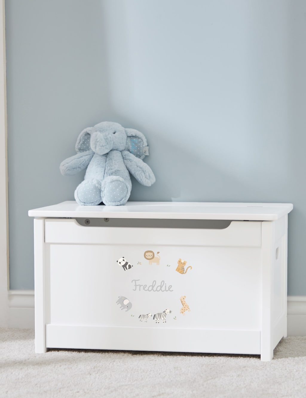 Personalised Born To Be Loved Safari Design White Toy Box