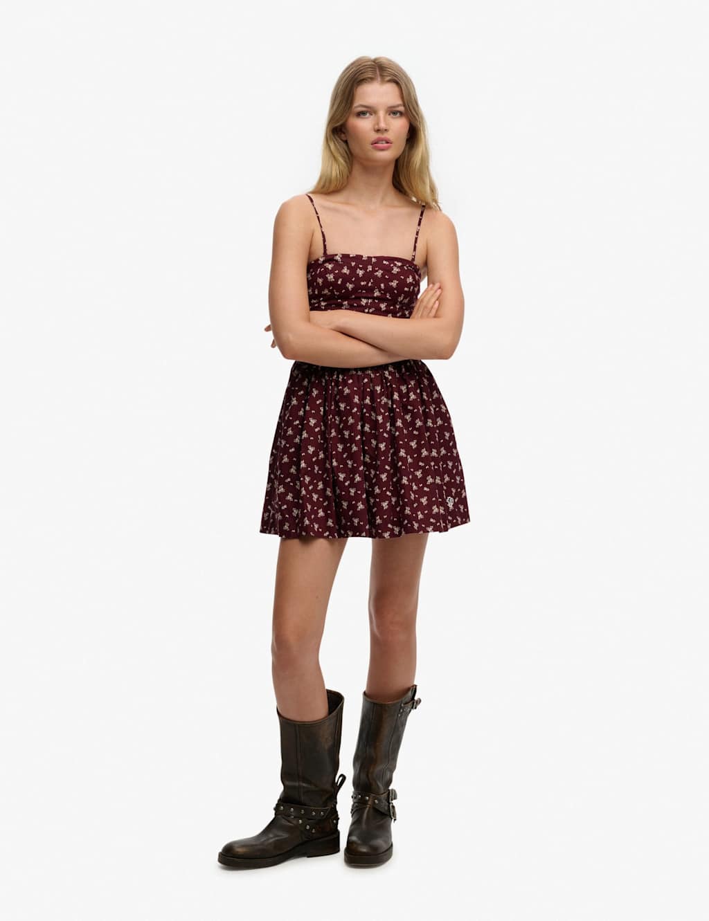 Superdry & Co Women's Floral Sweetheart Neck Cami Mini Dress - 12 - Burgundy Mix - Available at M&S