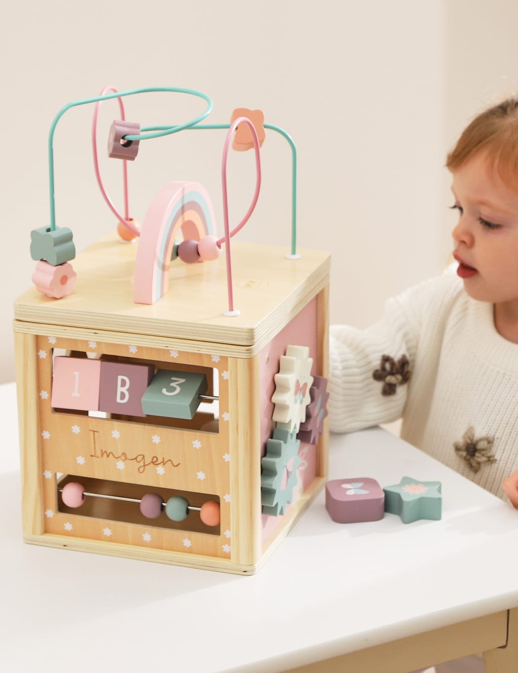 Personalised Pink Wooden Activity Cube