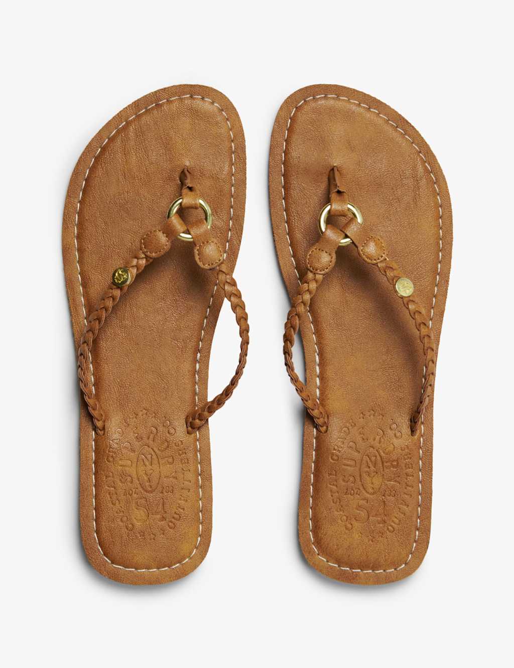 Superdry & Co Women's Faux Leather Braided Flat Flip Flop Sandals - 7-8 - Light Brown - Available at M&S