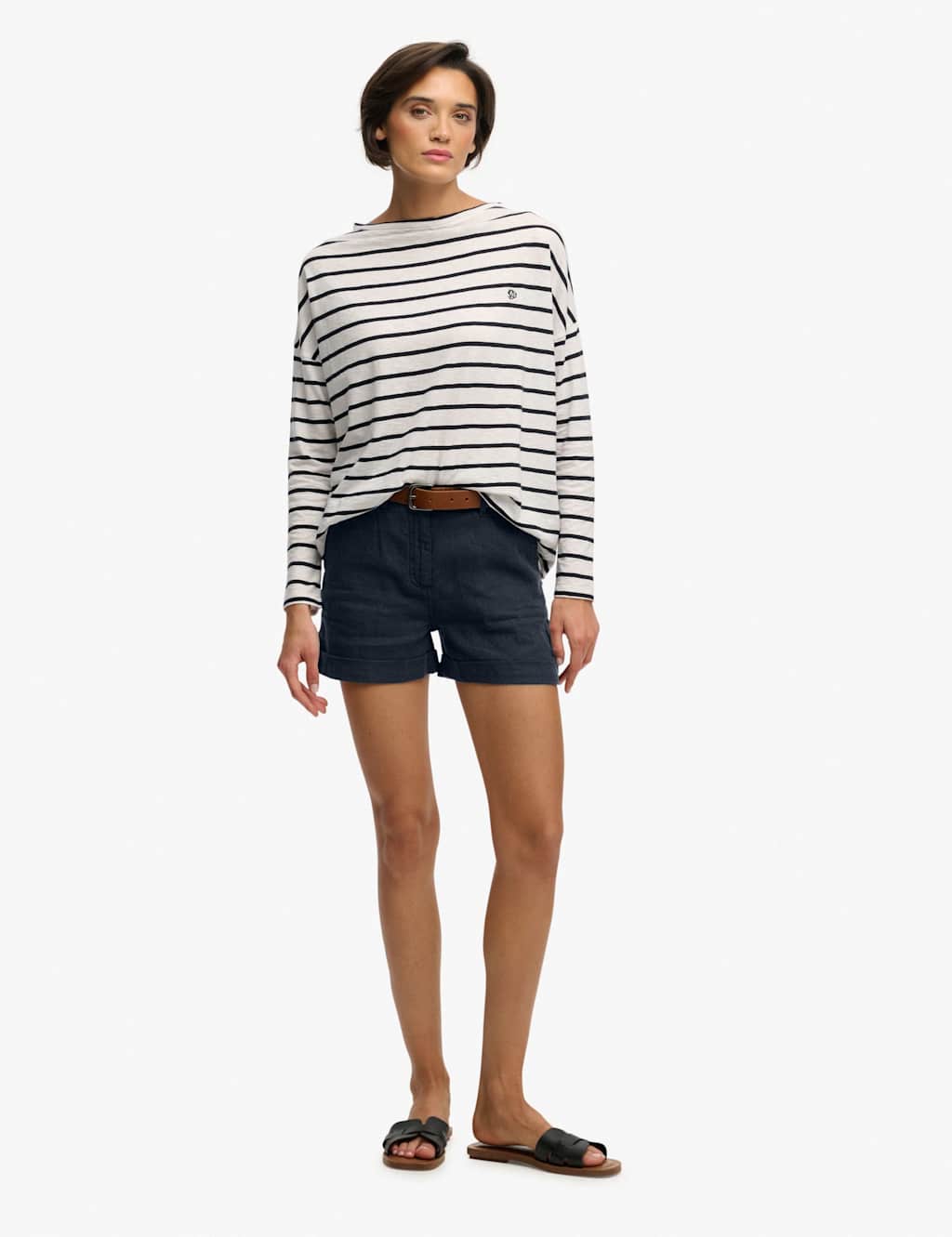 Superdry & Co Women's Pure Linen Shorts - 26 - Navy - Available at M&S