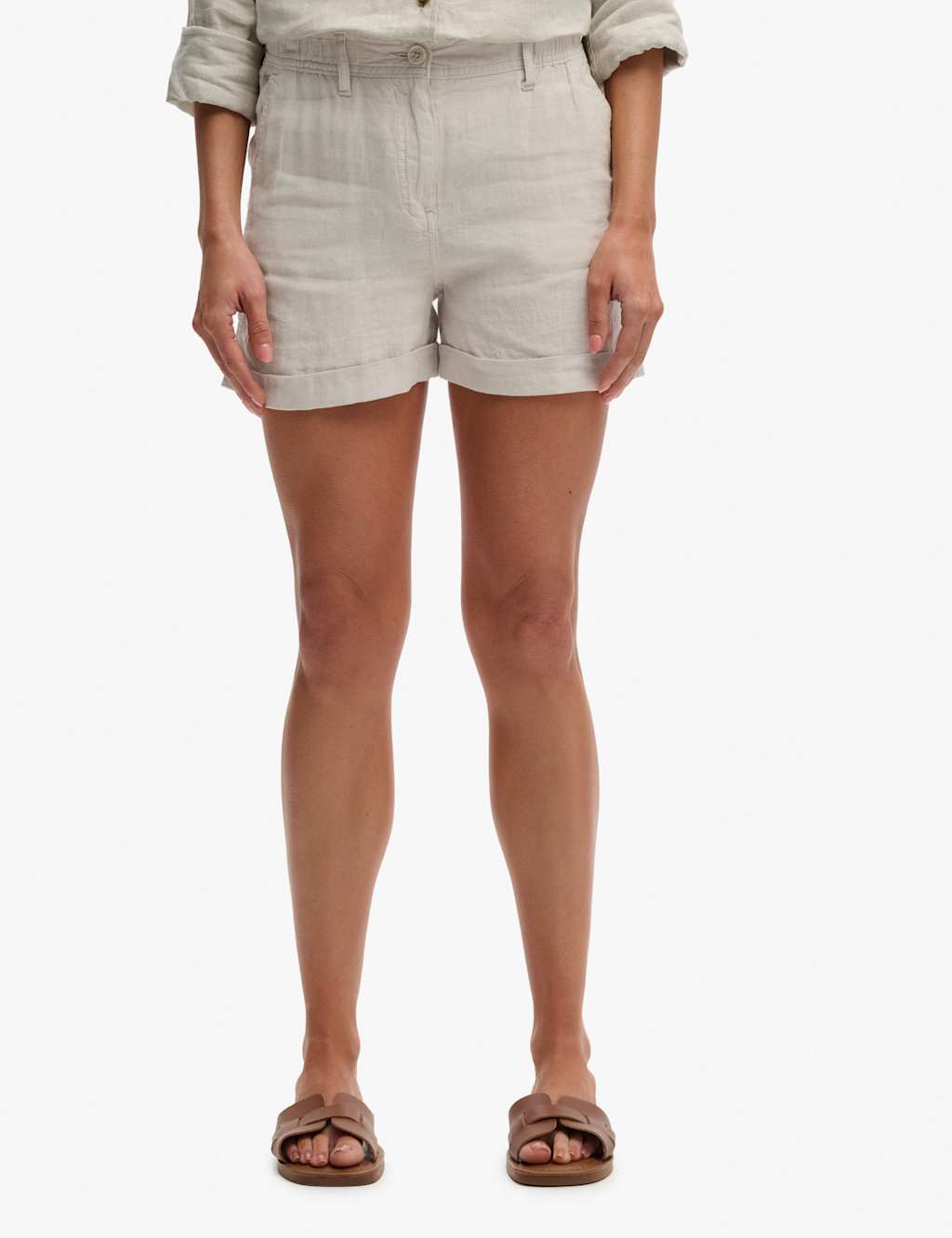 Superdry & Co Women's Pure Linen Shorts - 28 - Beige - Available at M&S