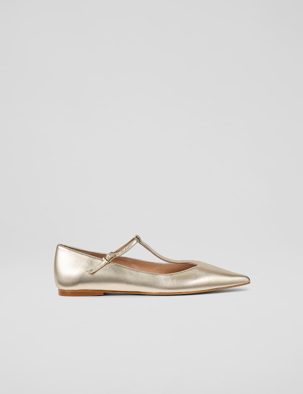 Leather Metallic Buckle Flat Pumps