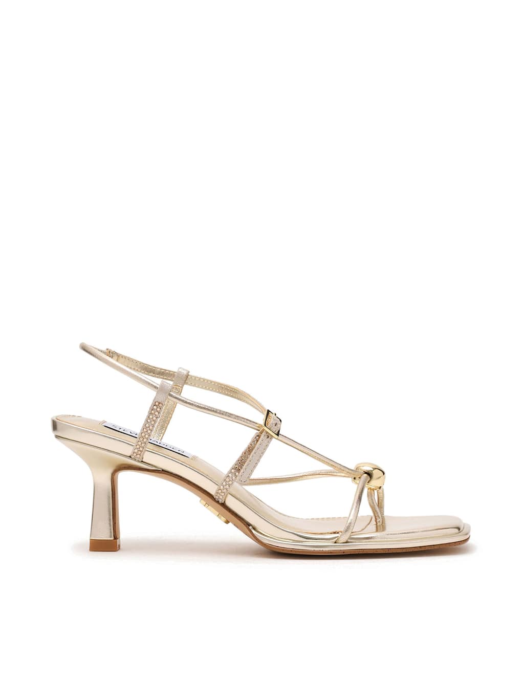 Steve Madden Women's Jackpots Metallic Kitten Heel Square Toe Sandals - 7 - Gold - Available at M&S