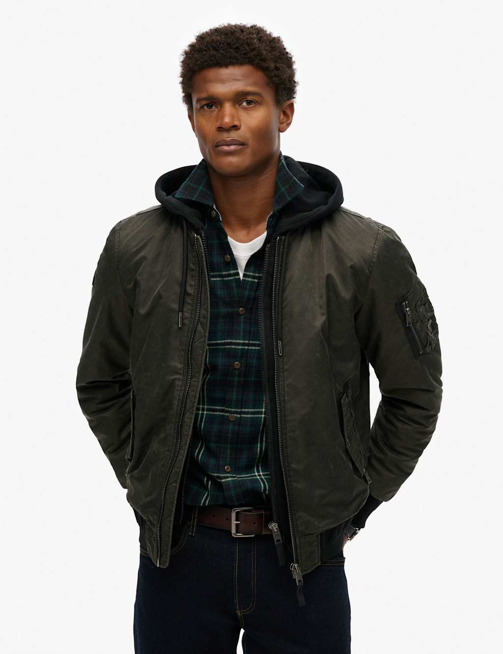 Twill Hooded Bomber Jacket