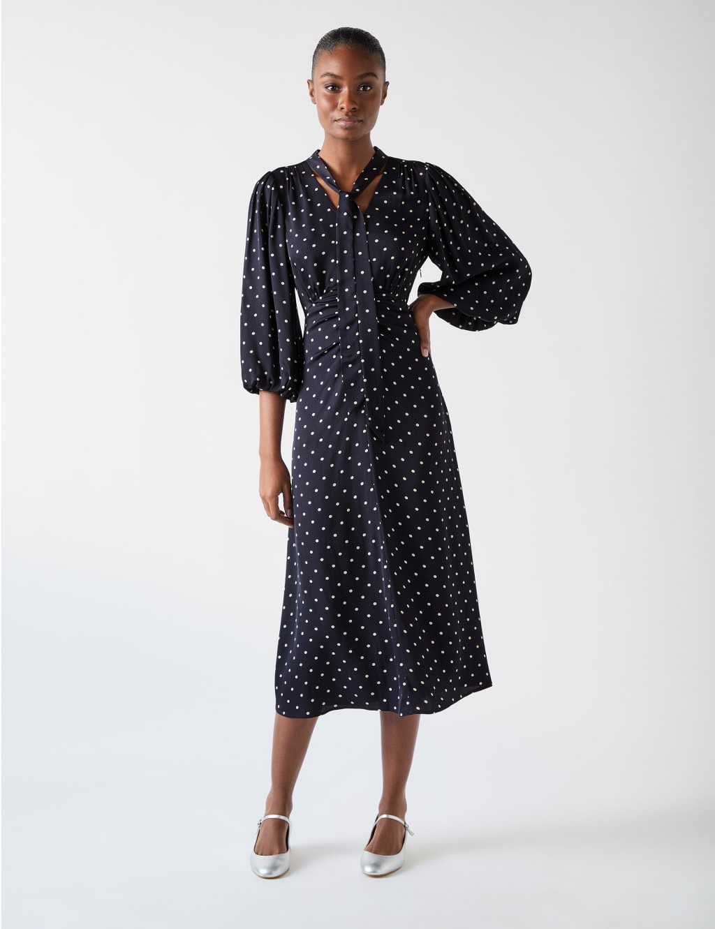 Polka Dot Midi Skater Dress