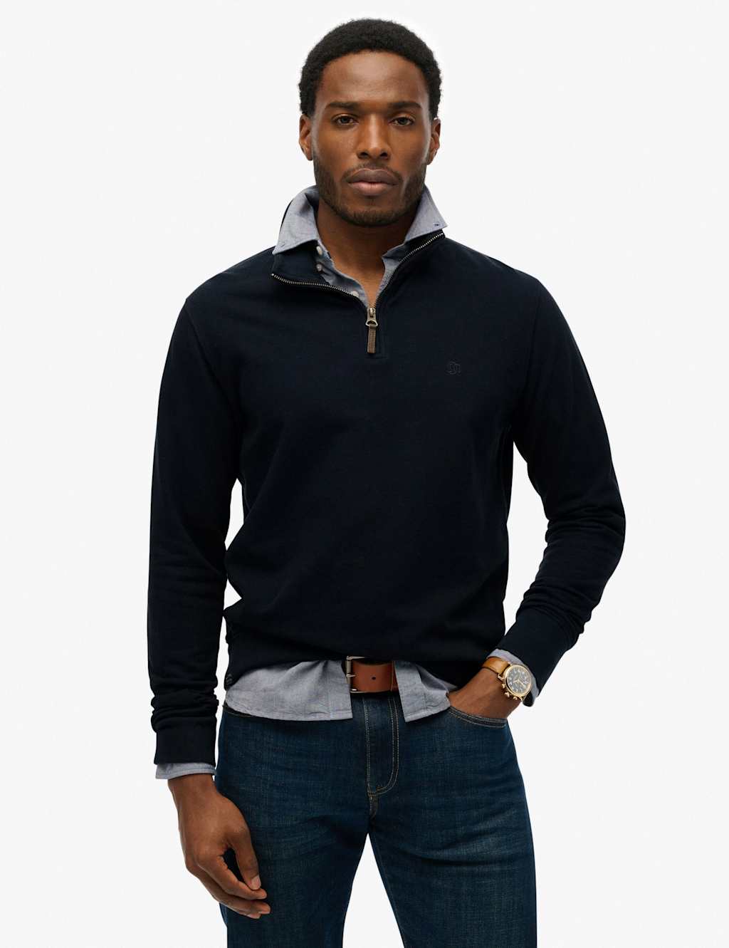 Superdry & Co Pure Cotton Half Zip Jumper Navy