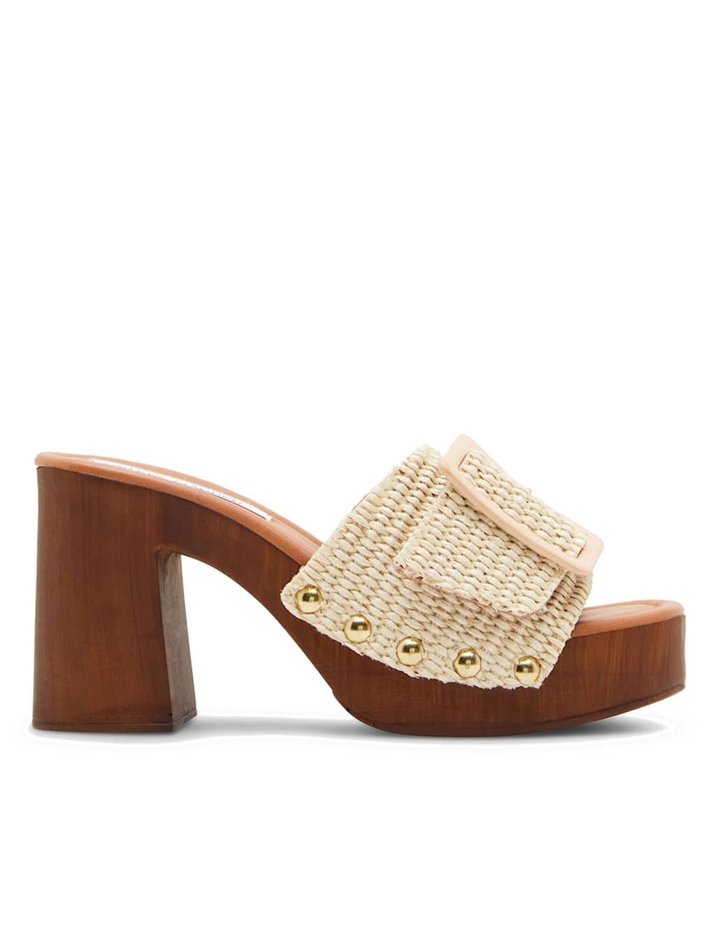 Steve Madden Women's Marlena Raffia Block Heel Sliders - 5 - Beige - Available at M&S