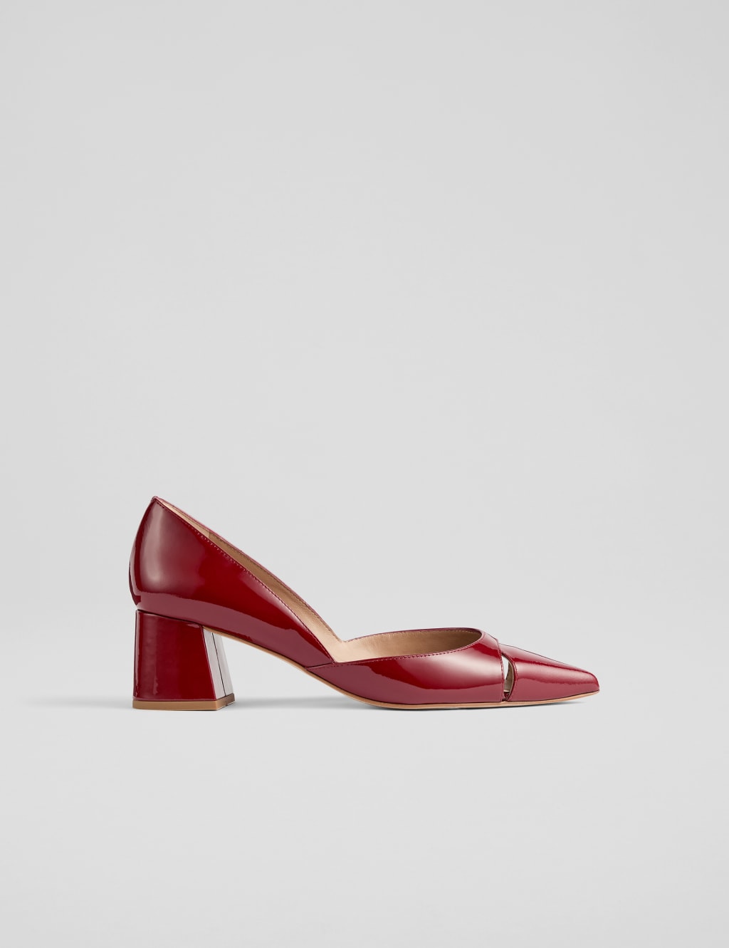 Patent Leather Cut Out Pointed Court Shoes
