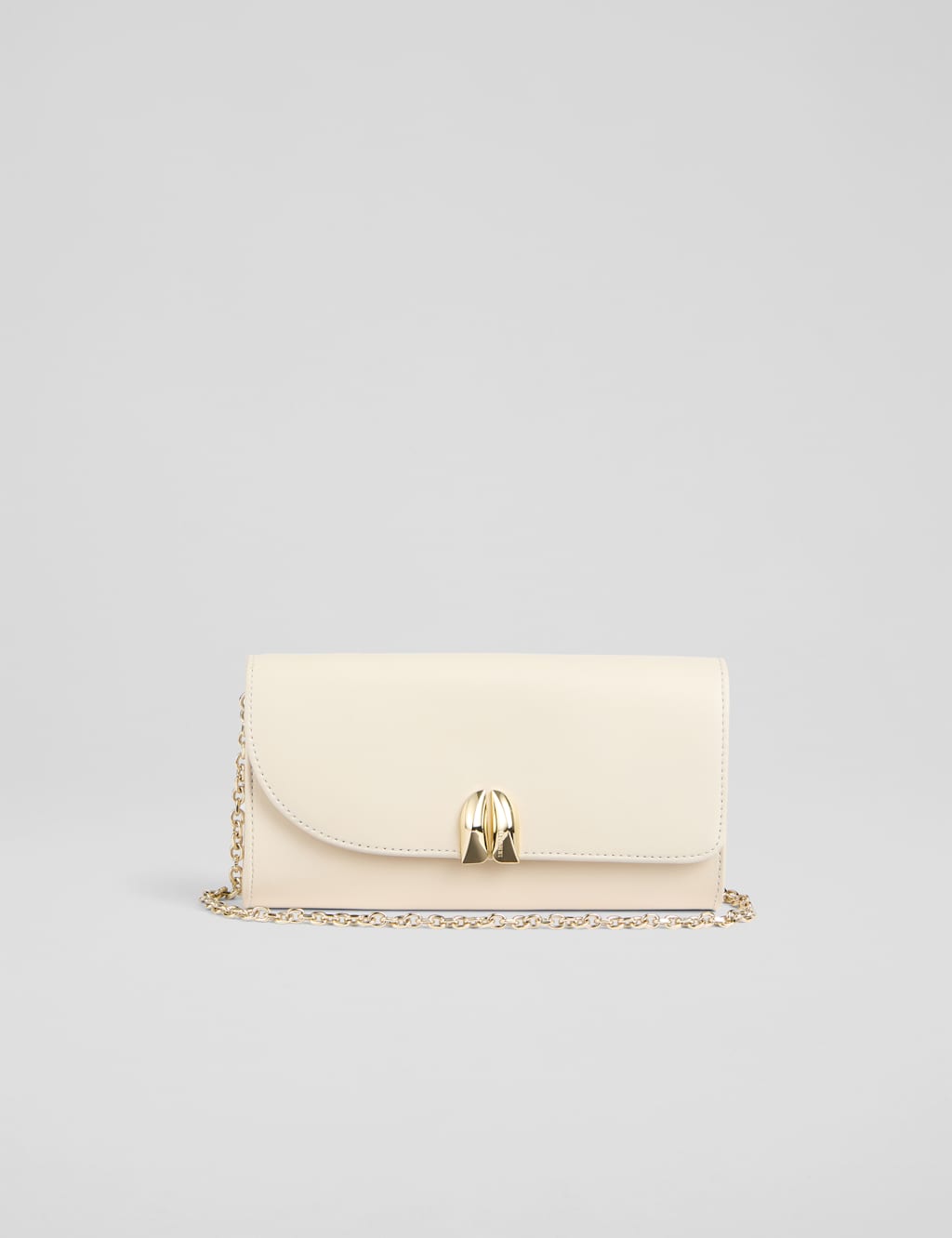 Leather Chain Strap Curve Clutch Bag