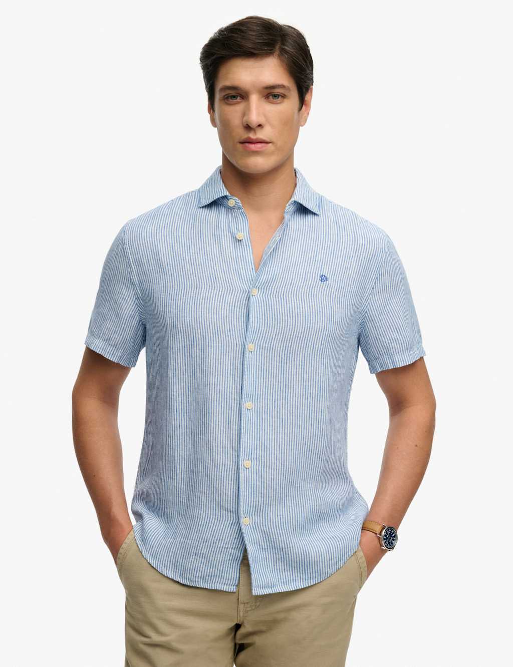Superdry & Co Men's Relaxed Fit Pure Linen Striped Shirt - 2XL - Blue Mix - Available at M&S