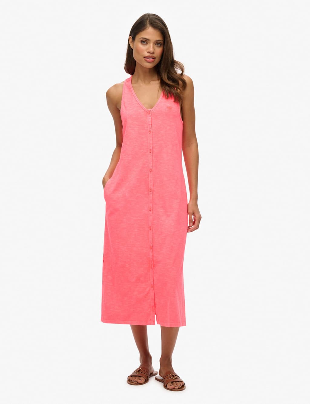 Jersey V-Neck Relaxed Midi Beach Dress