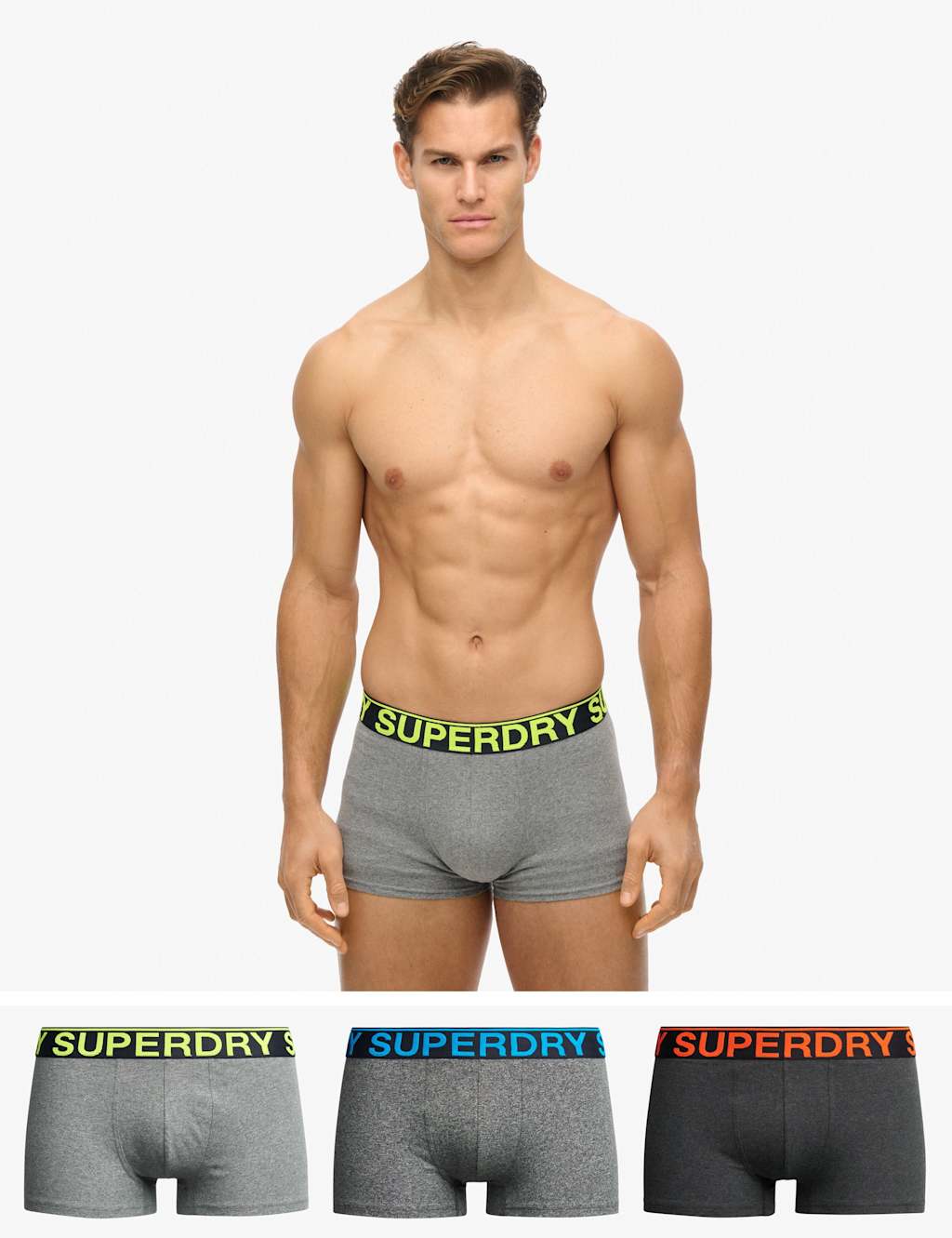 Superdry & Co Men's 3 Pack Cotton Rich Logo Waistband Trunks - M - Multi - Available at M&S